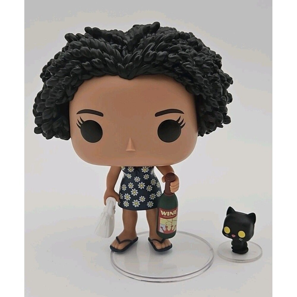 Funko Pop Of Young Lady Twist Hair With Purse, Wine Bottle And Pet Cat